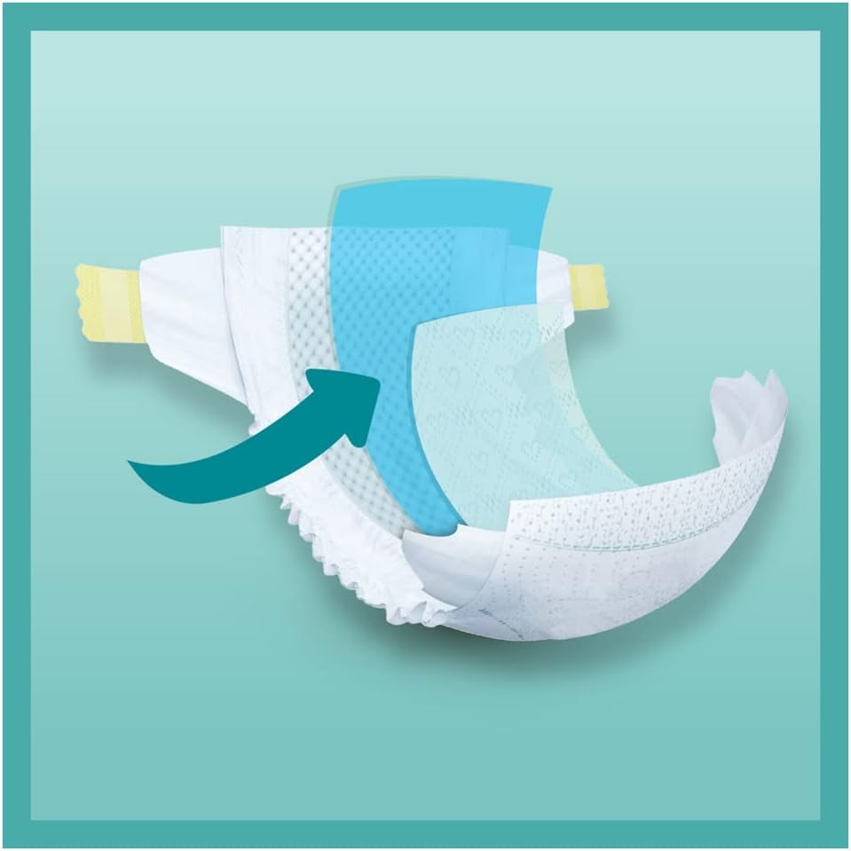Pampers Baby-Dry Baby Diapers Size 2 3-8 kg 62 count, Up to 12 Hours Dry and Double Barrier Anti-Leak