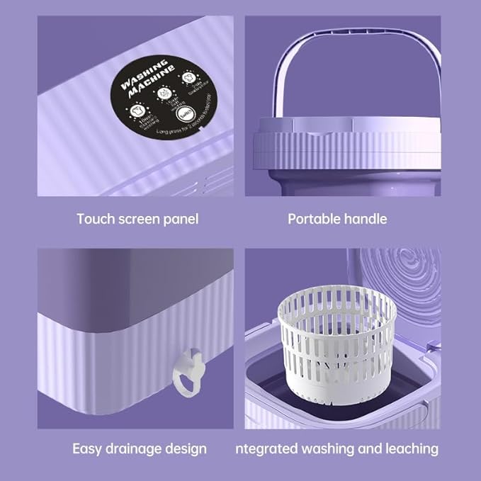 Portable Washing Machine,10L High Capacity Mini Washer with 3 Modes Deep Cleaning Half Automatic Washt, Foldable Mini Washing Machine, with Soft Spin Dry for Underwear, Socks, Towels - Adenzo Comfies