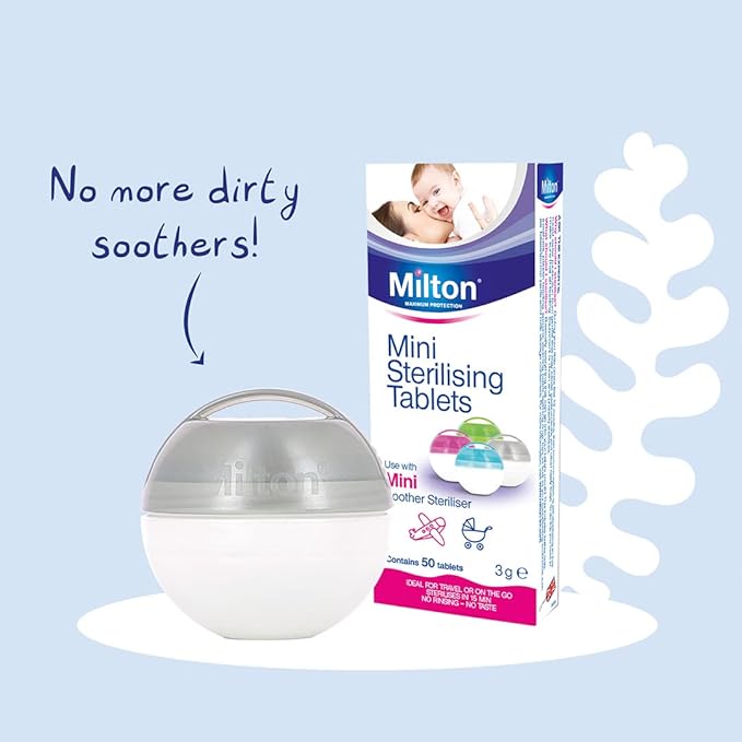 Milton Mini Sterilising Tablets - 50 Tablets, White - Adenzo Comfies
