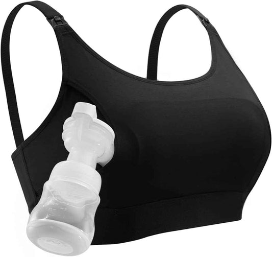 Momcozy Hands Free Pumping & Nursing Bra, Adjustable Cotton Breast Pump Bra | Hands-Free Pump Hold, One-Step Nursing Clasp, Keeps Flanges Secure, includes Free Nursing Pads. - Adenzo Comfies