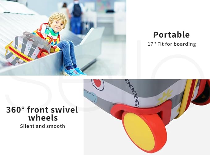 Kids Trolley Case, Ride - On Suitcase 2 in 1 Kid Luggage Organizer Waterproof Carry On Travel Bag Children's Motorcycle Trunk Storage Box - Adenzo Comfies