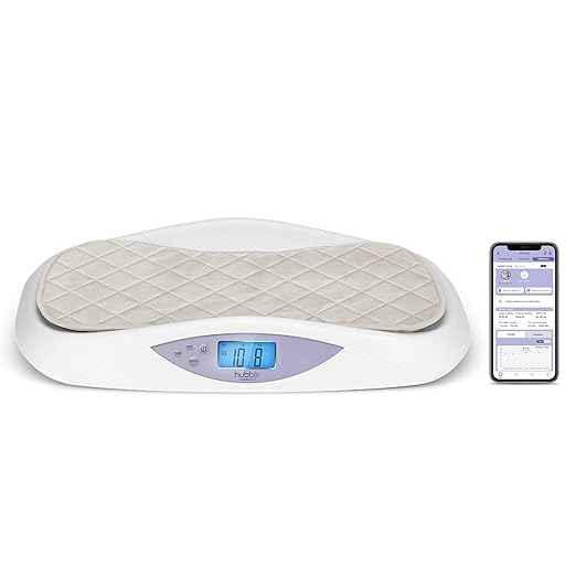Hubble Connected Grow Smart Digital Baby Weighing Scale for Newborn Babies & Infants, Large LCD Display, Soft Changing Pad, 4-Sensor Technology, Tare & Hold Function.