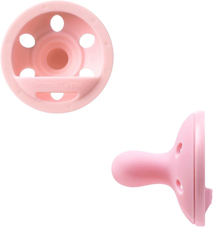 Tommee Tippee Breast-Like Soother, Lightweight, One-piece Silicone Design, Symmetrical Teat, 0-6m, 2 Pack.