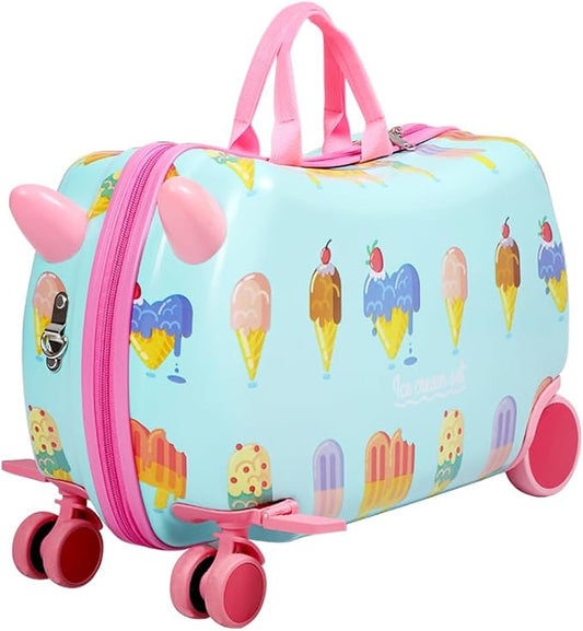 Kids Trolley Case, Ride - On Suitcase 2 in 1 Kid Luggage Organizer Waterproof Carry On Travel Bag Children's Motorcycle Trunk Storage Box - Adenzo Comfies