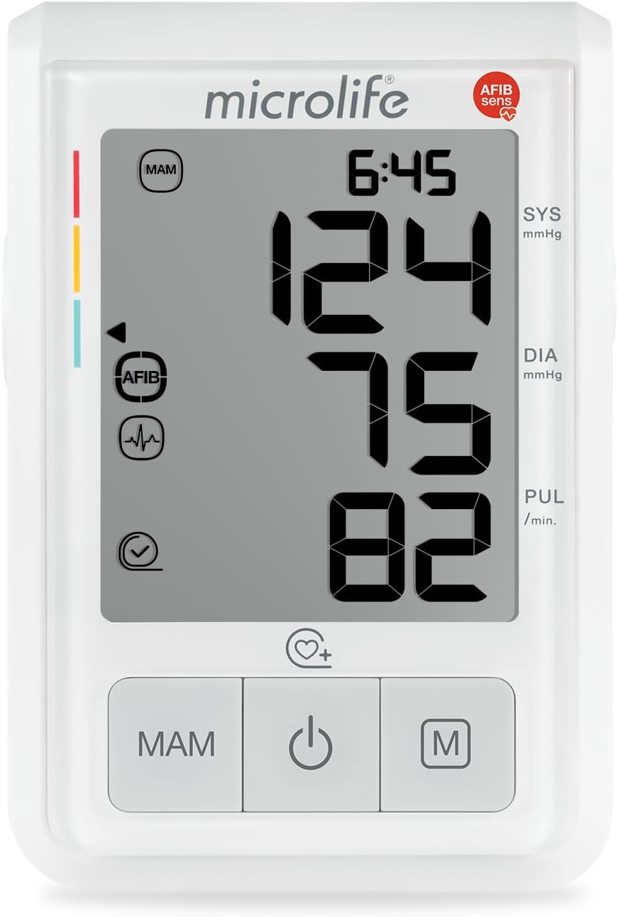 Microlife BP B3 AFIB Blood Pressure Monitor with Atrial Fibrillation Detection | BIHS Approved with MAM 3-Reading Average | XL Easy-Read Display | Includes Universal M-L Cuff (22-42cm)