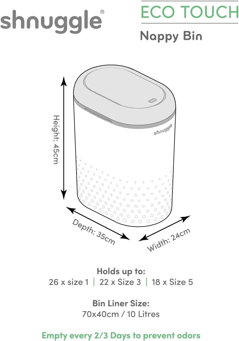 Shnuggle Better Bag Nappy Bin Liners 2 Pack | 100% Biodegradable & Odour - Trapping - Adenzo Comfies