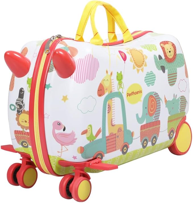 Kids Trolley Case, Ride - On Suitcase 2 in 1 Kid Luggage Organizer Waterproof Carry On Travel Bag Children's Motorcycle Trunk Storage Box - Adenzo Comfies