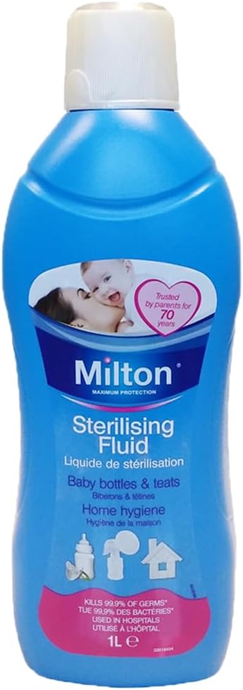 Milton 1000ml Sterilising Fluid Baby Bottles Teats Antiseptic Cleaner Bundled with Milton Wipes Home Household Hygiene - Adenzo Comfies