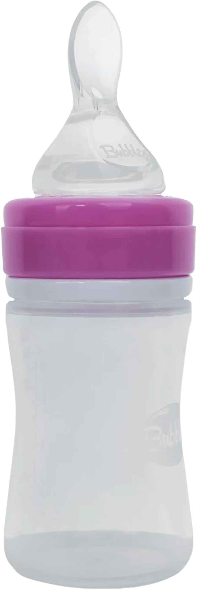 Bottle Bubbles 150 ml with Silicone Spoon for Babies – Soft Squeeze Baby Food Dispenser Easy Feeding Bottle with Spoon – BPA Free – Pink - Adenzo Comfies