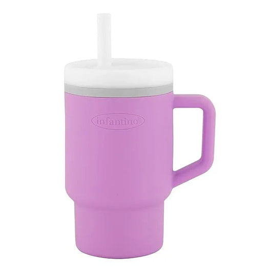 Infantino My 1st Tumbler, Silicone Sippy Cup with Straw & Handle, Spill - Resistant Baby Cup for On - the - Go, BPA - Free Transition Bottle, Lilac - Adenzo Comfies