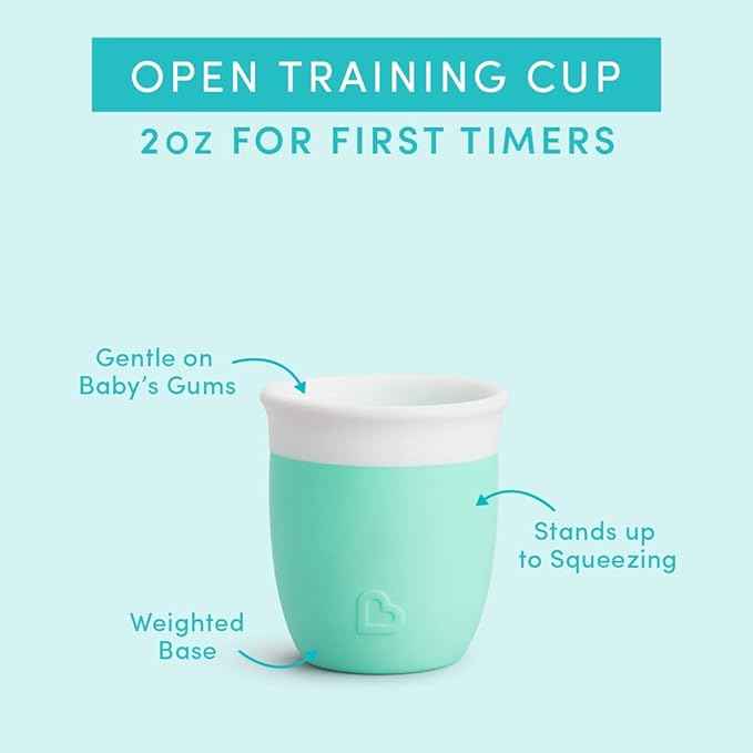Munchkin C’est Silicone! Open Toddler and Baby Cup for Babies and Toddlers 4 Months+, Ideal Transition Sippy Cup and Suitable Free Flow Sippy Cup for Baby and Toddler weaning, 2oz/59ml, Mint