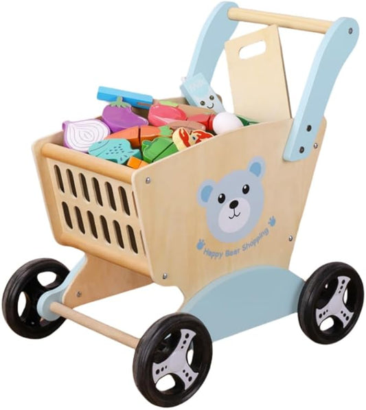 Wooden Kids Toys Bear Shopping Cart Stroller Stroller Unicycle, Baby Toys, Stroller, Toy Storage, Toy Storage Box, Children Walker, Educational Toys, Walking Training, Doll Play, Play Play - Adenzo Comfies