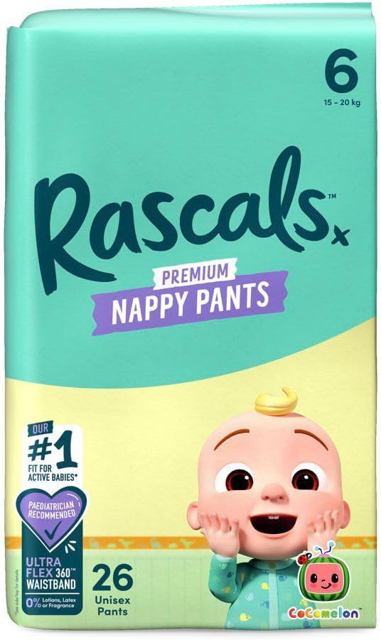 Rascals Premium Cocomelon Themed Baby Diapers Pant - Ultra Absorbent & Leak Protection Diapers Pant Size 4-360 Flex Waistband Diaper Pant