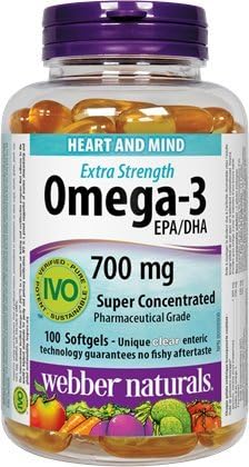 Webber Naturals Omega-3 Extra Strength 700 mg EPA/DHA · Super Concentrated , 100 Soft gels