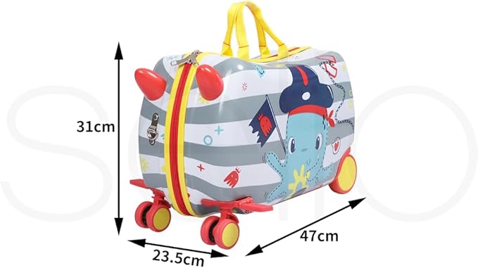 Kids Trolley Case, Ride - On Suitcase 2 in 1 Kid Luggage Organizer Waterproof Carry On Travel Bag Children's Motorcycle Trunk Storage Box - Adenzo Comfies