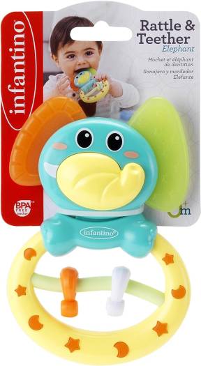 Infantino Rattle & Teether Elephant For Baby 0M+ | IN316615