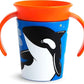 Munchkin Miracle 360˚ Wildlove Trainer Cup with Handles, 6 Ounce, Orca, 1 Pack