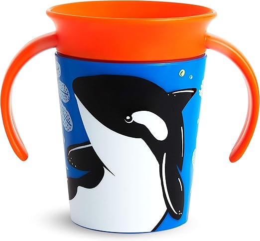 Munchkin Miracle 360˚ Wildlove Trainer Cup with Handles, 6 Ounce, Orca, 1 Pack