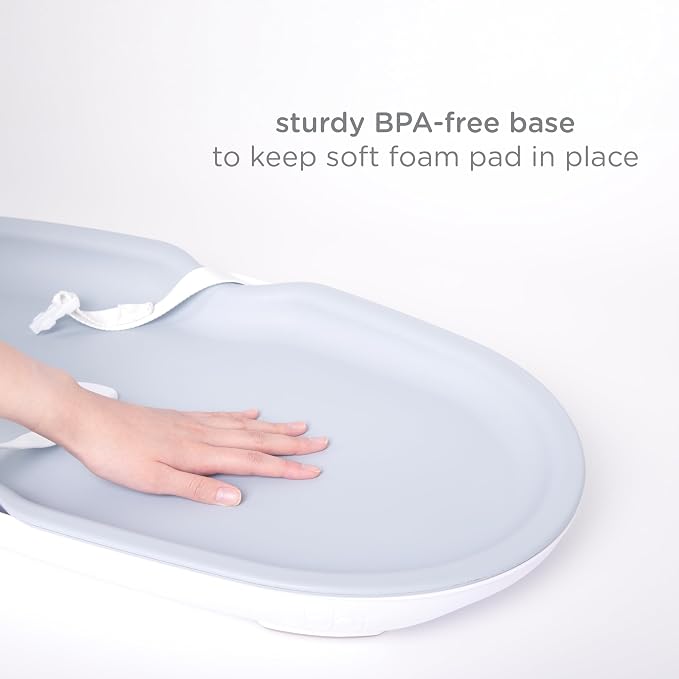 Ubbi Baby Foam Changing Pad, Easy to Clean with Detachable Base, Gray | Wipeable Waterproof Foam Pad, Safety Strap & Non-Skid Feet, Easy to Clean. - Adenzo Comfies