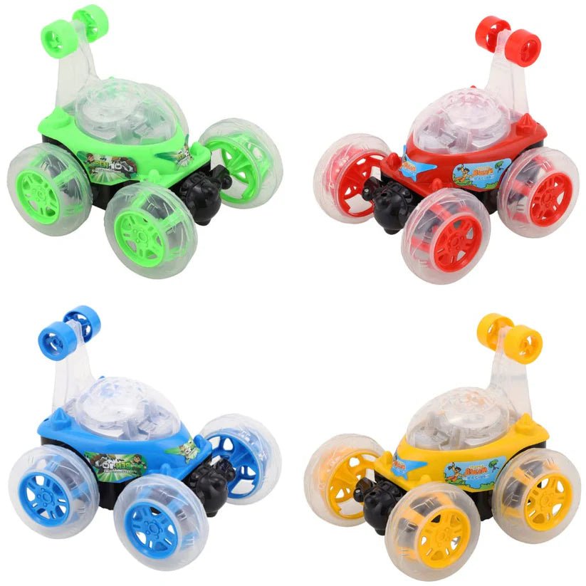 Remote Control Rechargable 360 Degree Twisting Stunt Car with Music & Lights and Charger for Kids - Adenzo Comfies