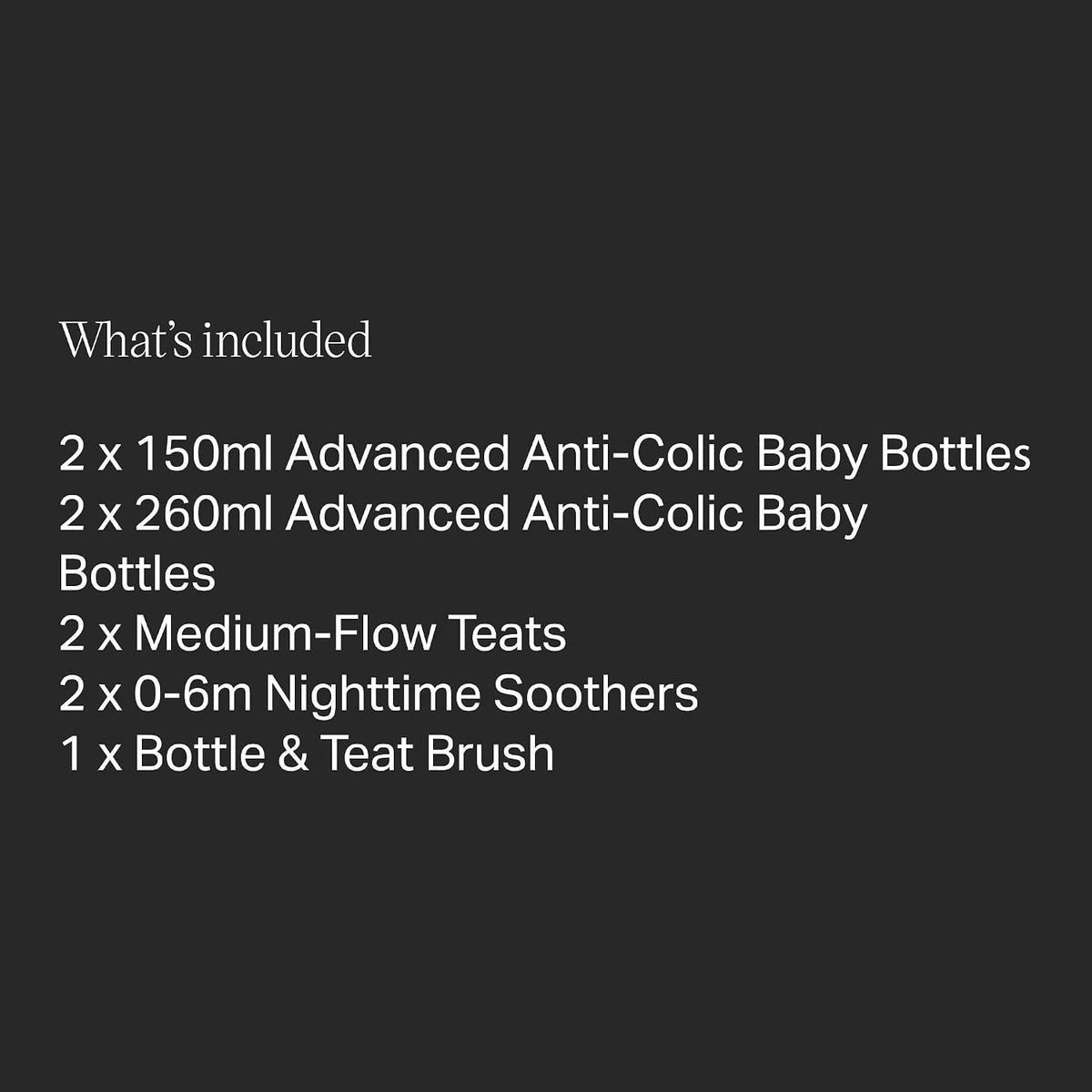 Tommee Tippee Advanced Anti-Colic Baby Starter Set 150ml & 260ml Baby Bottle with Slow Flow and Super Slow Teat, 2 Medium Flow Teats with Anti-Colic Straw.