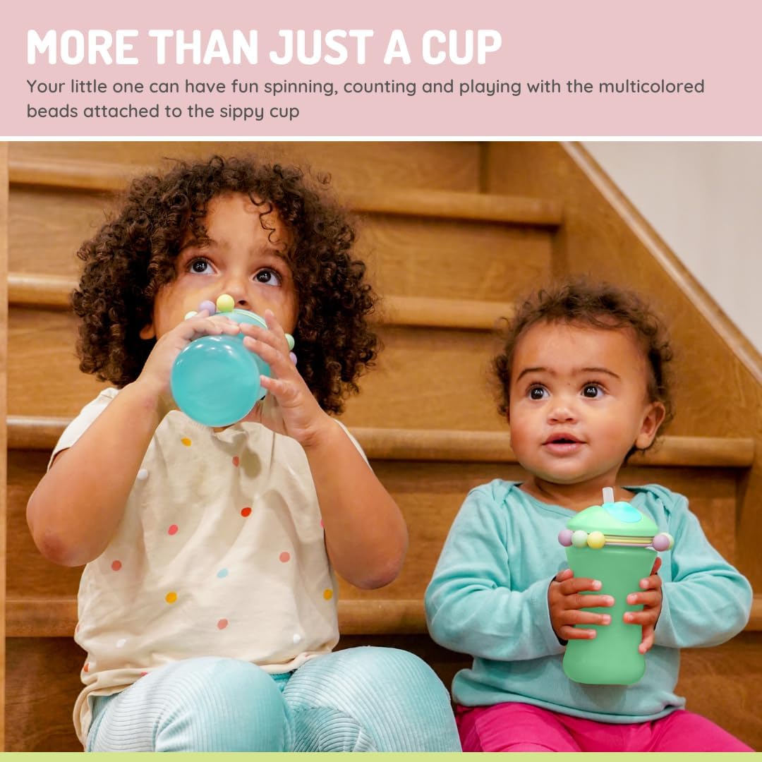 Melii Abacus Straw Sippy Cup, 340 ml, 12+ Months, Spill - Resistant Training Cup, Fun Bead Design, BPA - Free & Dishwasher Safe - Adenzo Comfies