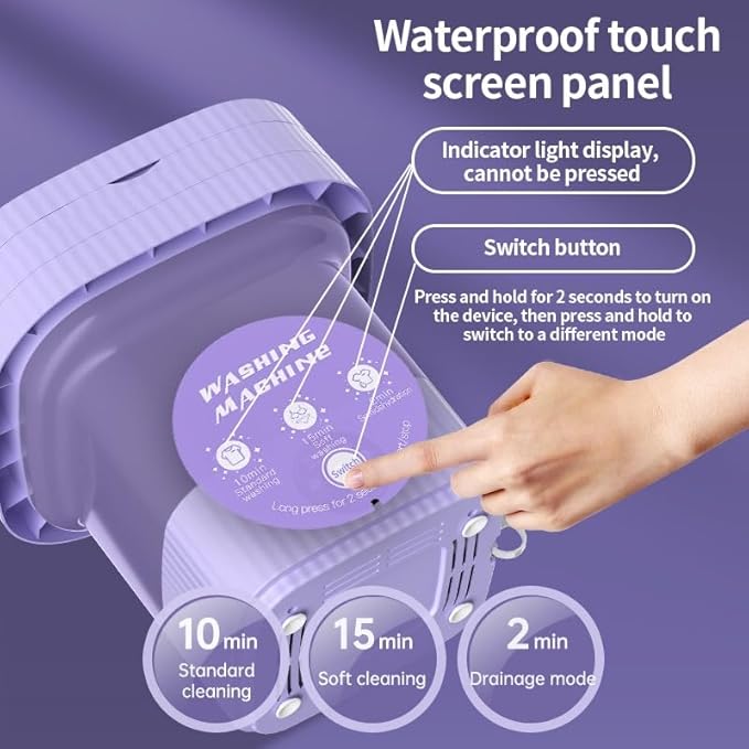 Portable Washing Machine,10L High Capacity Mini Washer with 3 Modes Deep Cleaning Half Automatic Washt, Foldable Mini Washing Machine, with Soft Spin Dry for Underwear, Socks, Towels - Adenzo Comfies