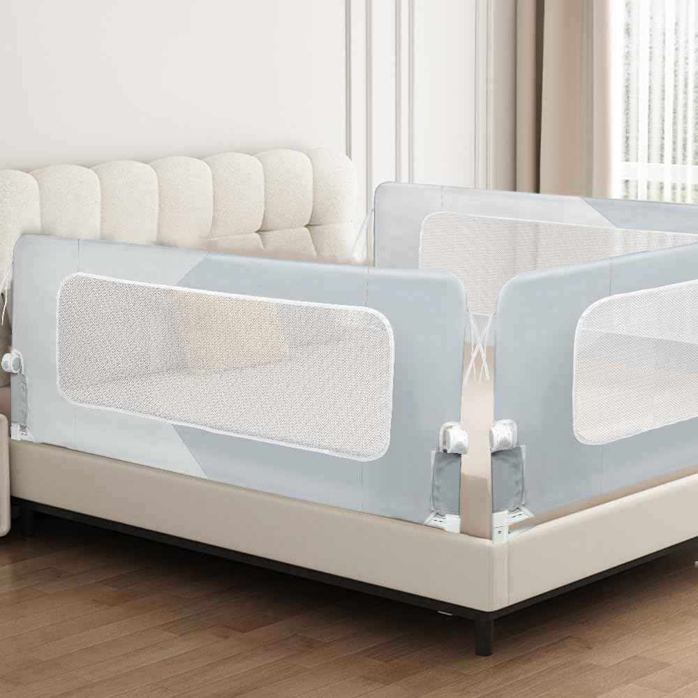 LZQ Folding Bed Barrier for Children Bed Fall Protection for Cot Bed Fall Protection Light Mint Green 1.5m.