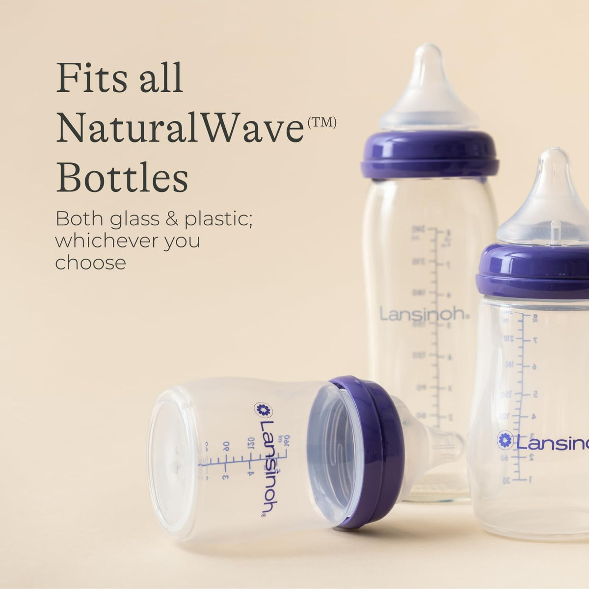 Lansinoh NaturalWave Baby Bottle Teats - Anti-Colic Air Vent - Clinically Proven to Reduce Nipple Confusion - Compatible with Lansinoh Bottles (Extra Slow Flow, 2 Pack) - Adenzo Comfies
