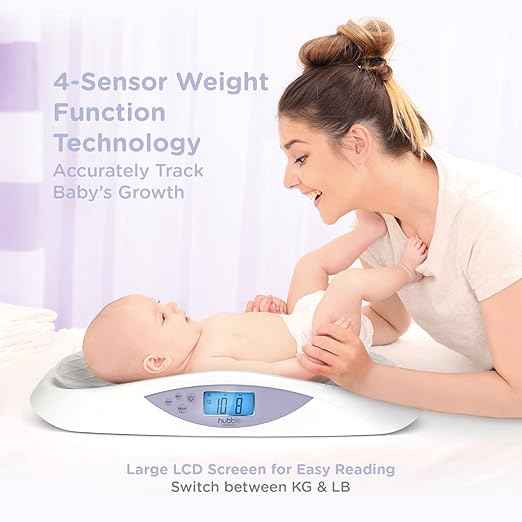 Hubble Connected Grow Smart Digital Baby Weighing Scale for Newborn Babies & Infants, Large LCD Display, Soft Changing Pad, 4-Sensor Technology, Tare & Hold Function.