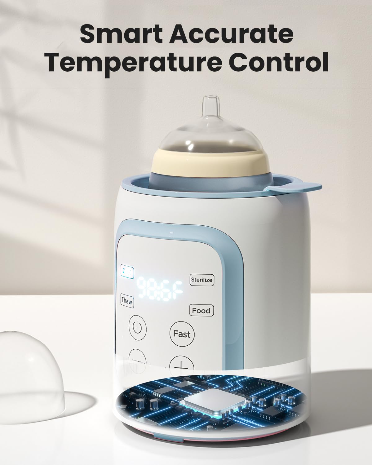 Grownsy Bottle Warmer, 8-in-1 Fast Baby Milk Warmer with Timer for Breastmilk or Formula, Accurate Temperature Control, Multifunctional Baby Bottle Warmers for All Bottles