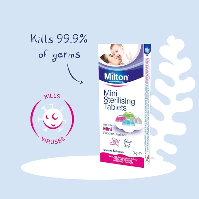 Milton Mini Sterilising Tablets - 50 Tablets, White - Adenzo Comfies