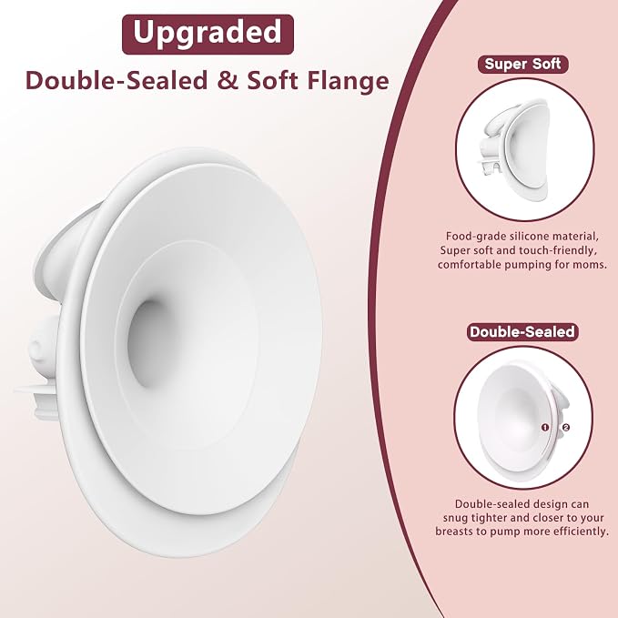 1PC 24mm Double-Sealed Flange Compatible with Momcozy Upgraded Mobile Flow | Upgraded M9, M9 24mm Flange, BPA Free Silicone, Soft Touch, Wide Opening Angel. - Adenzo Comfies