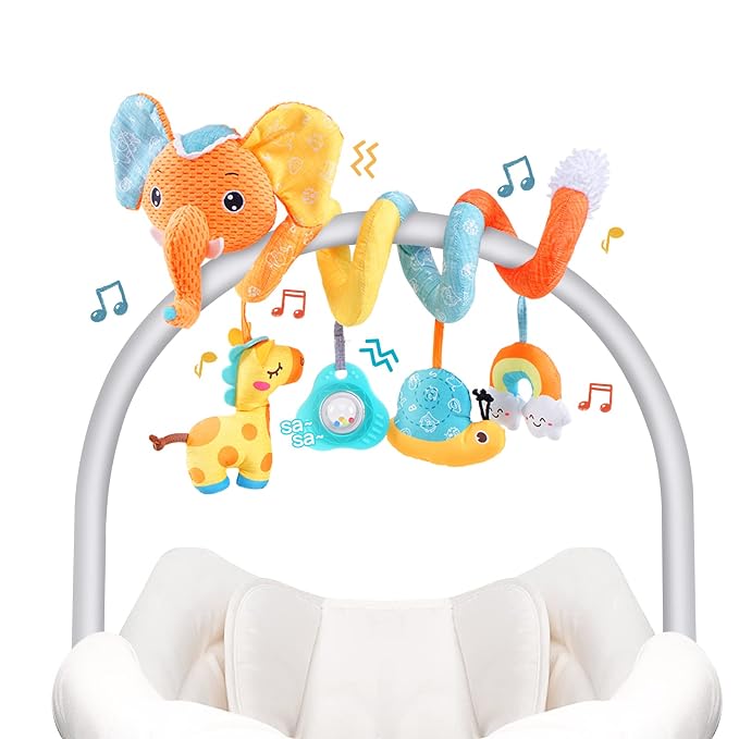 Koty Baby Stroller Toys: Spiral Activity Toy for Car Seat, Crib, Bed - Hanging Rabbit Rattle for Babies 0-6 Months - Adenzo Comfies