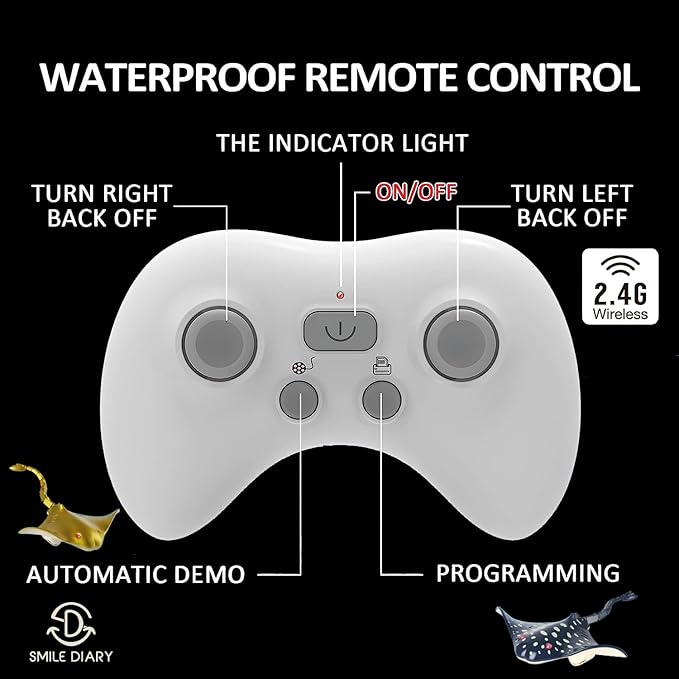 2.4G Remote Control Manta Ray Toy - High Simulation Devil Ray for Pool and Bathroom Fun, for 14+ Year Old Boys and Girls - Boat Toy with 2 Batteries (Not Included) (Dark Blue) - Adenzo Comfies