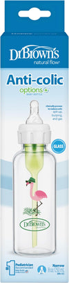 Dr Browns Narrow Neck Options and Feeding Glass Bottle with Flamingo Deco with L2 - Adenzo Comfies