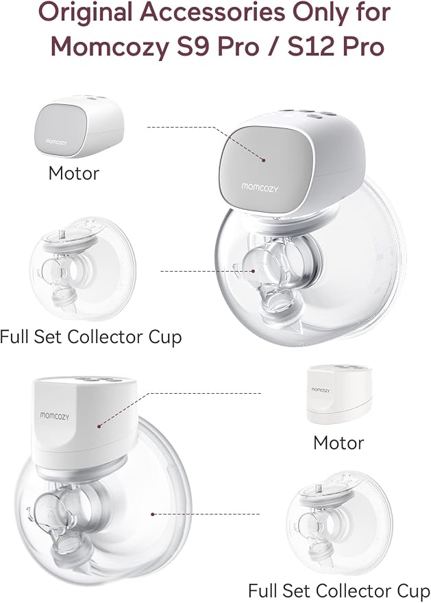 Momcozy Full Set Collector Cup for Momcozy S9 Pro/S12 Pro, NOT for S9/S12. Original S9 Pro/S12 Pro Breast Pump Replacement Accessories (180ml, with Single-Sealed Flange 24mm), Pack of 1 - Adenzo Comfies