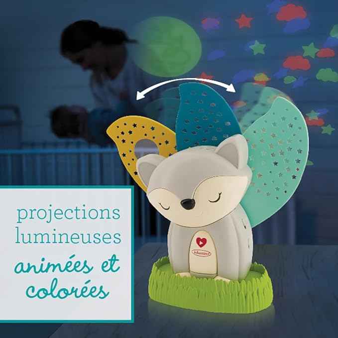 Infantino - 2-in-1 Musical Soother & Night Light Projector - Night Light Kids - Animated Colorful Projections - Soothing Animal Night Light for Baby - 5 Lullabies and 3 Nature Sounds - from 0 Months