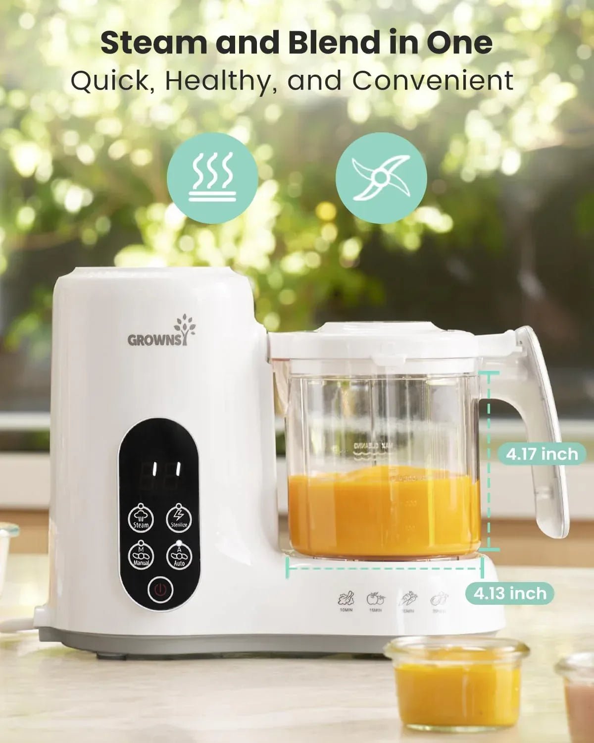 Grownsy Baby Food Maker with Steam Basket, One Step Baby Food Processor Steamer Puree Blender Grinder Mills Machine, Auto Cooking Grinding and Sterilizing for Healthy Homemade Baby Food, BPA - Free - Adenzo Comfies