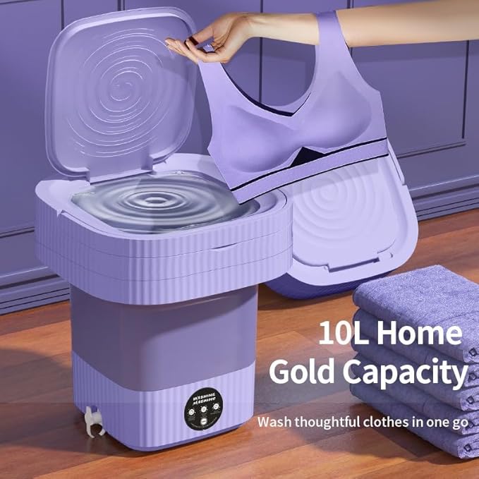 Portable Washing Machine,10L High Capacity Mini Washer with 3 Modes Deep Cleaning Half Automatic Washt, Foldable Mini Washing Machine, with Soft Spin Dry for Underwear, Socks, Towels - Adenzo Comfies