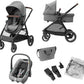 Maxi-Cosi Zelia S Trio 3-in-1 Prams Travel System, 0 - 4 Years, Up to 22 kg, Foldable, Compact and Reclining Baby Pushchair, with CabrioFix S i-Size Baby Car Seat, Accessories, Nursery Bag, Grey