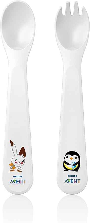Philips AVENT Toddler Fork and Spoon, 12 Months - SCF712/00 - Adenzo Comfies