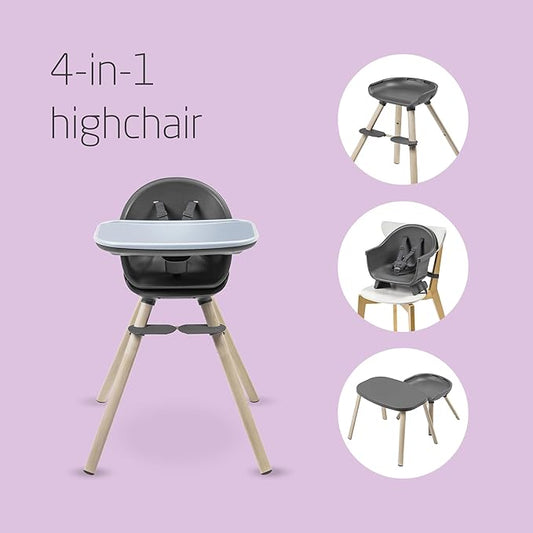 Maxi-Cosi Moa 4-in-1 Evolutive Highchair, 6 Months - 7 Years, 0-25 kg, Adjustable Baby High Chair, Transforms to Booster Seat, Toddler Stool & Small Desk with Seat, Beyond Graphite