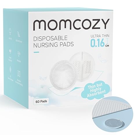 Momcozy Ultra-Thin Disposable Nursing Pads – Ultra-Absorbent, Breathable & Leak-Proof Breast Pads for Breastfeeding Moms, Individually Wrapped, 60 Count
