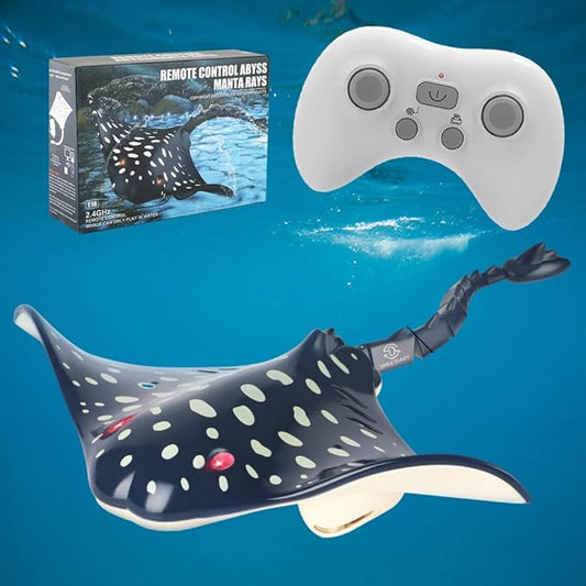 2.4G Remote Control Manta Ray Toy - High Simulation Devil Ray for Pool and Bathroom Fun, for 14+ Year Old Boys and Girls - Boat Toy with 2 Batteries (Not Included) (Dark Blue) - Adenzo Comfies