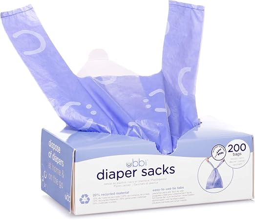 Ubbi Disposable Diaper Sacks, Lavender Scented & On The Go Waste Disposal Bags Refills Value Pack, Lavender Scented.