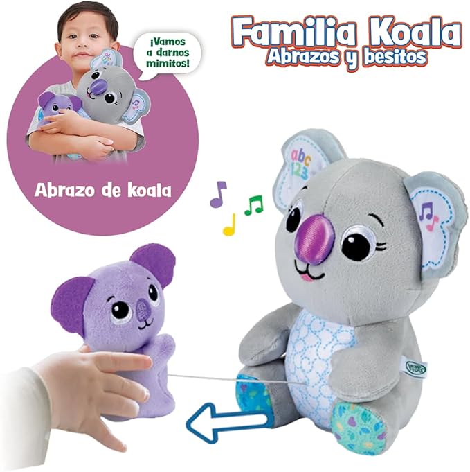 Leapfrog VTech Koala Family Hugs and Kisses Toy for Babies from 9 Months Interactive Plush Koala Learn Numbers Letters and Words ESP Version