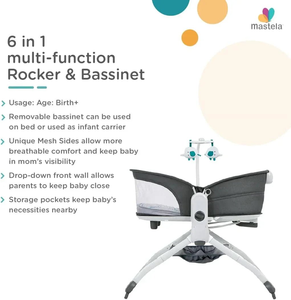 Mastela 6 - in - 1 Multi - Function Baby Bassinet – Cradle, Rocker, Seat, Playpen & Travel Cot - Adenzo Comfies