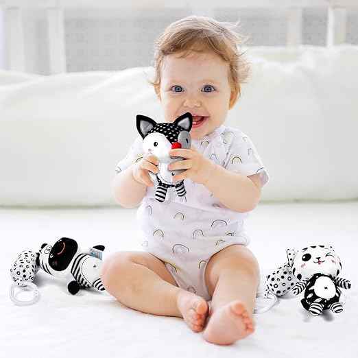 Tololo Baby Pram/ Pushchair, 1pcs Hanging Rattle Toys, Black & White High Contrast Sensory