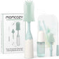Momcozy Baby Bottle Cleaning Kit - 7 in 1 Bottle Brush Set with Silicone, Nipple, Straw Brushes, Soap Dispenser, and Drying Rack - Adenzo Comfies